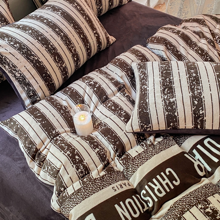 91家纺网 家纺一手货源 找家纺 斯卡诺家纺2025新款小清新双面牛奶绒印花四件套 印象