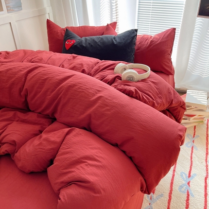 91家纺网 家纺一手货源 找家纺 （总）阿曼达 2024最新款奶fufu-ins博主风纯色、混搭、双色软软糯糯亲肤透气水洗m四件套（软糯舒适，非市场普通面料！！！）