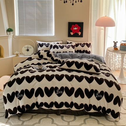 91家纺网 家纺一手货源 找家纺 （总）斯卡诺家纺 2025新款小清新双面牛奶绒印花四件套