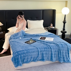 91家纺网 家纺一手货源 找家纺 一帆毯业 免费压缩抽空 300克 仿兔毛泡泡绒高克重法莱绒牛奶绒珊瑚绒兔兔卷边毛毯（外贸跨境供货） 海蓝,海蓝