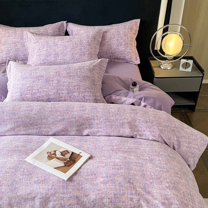 91家纺网 家纺一手货源 找家纺 大吉 2025新款加厚活性喷气磨毛棉四件套被套床单床笠学生单人三件套印象-紫