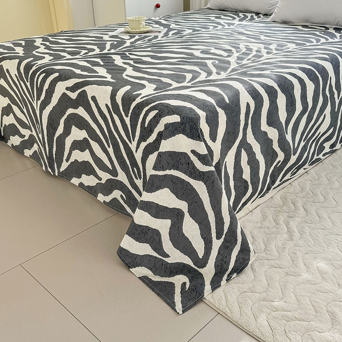 91家纺网 家纺一手货源 找家纺 梵巢家纺 2025新款加厚芦荟棉床单磨毛化纤床单斑马纹