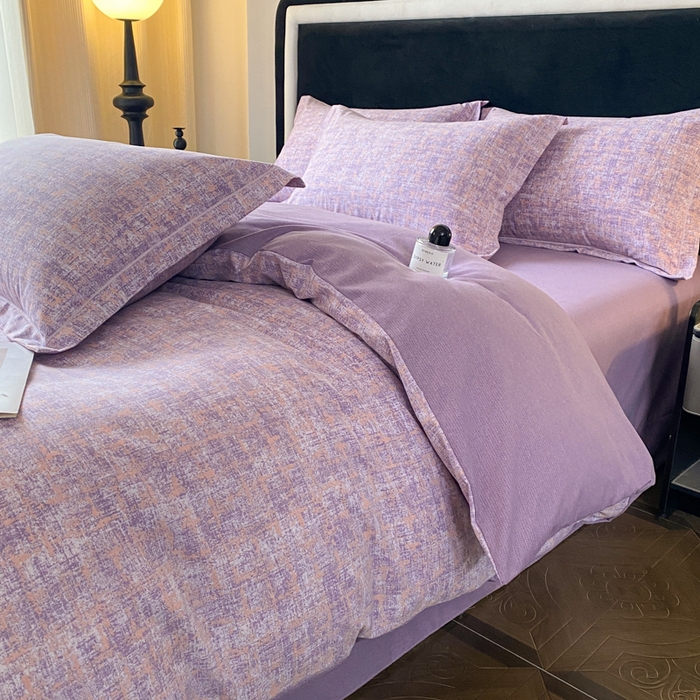 91家纺网 家纺一手货源 找家纺 大吉  2024新款加厚喷气全棉磨毛被套印象-紫