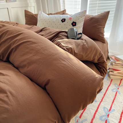 91家纺网 家纺一手货源 找家纺 （总）阿曼达 2024最新款奶fufu-ins博主风纯色、混搭、双色软软糯糯亲肤透气水洗m四件套（软糯舒适，非市场普通面料！！！）