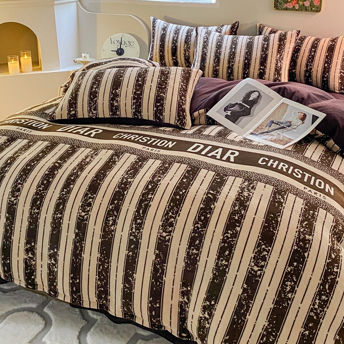 91家纺网 家纺一手货源 找家纺 斯卡诺家纺2025新款小清新双面牛奶绒印花四件套 印象