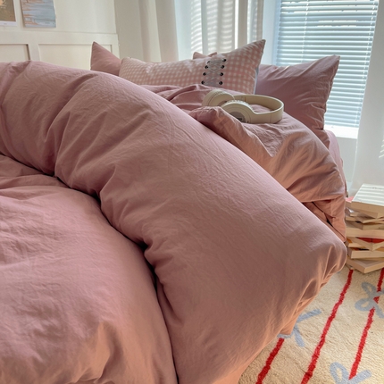 91家纺网 家纺一手货源 找家纺 （总）阿曼达 2024最新款奶fufu-ins博主风纯色、混搭、双色软软糯糯亲肤透气水洗m四件套（软糯舒适，非市场普通面料！！！）