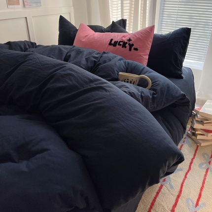 91家纺网 家纺一手货源 找家纺 （总）阿曼达 2024最新款奶fufu-ins博主风纯色、混搭、双色软软糯糯亲肤透气水洗m四件套（软糯舒适，非市场普通面料！！！）