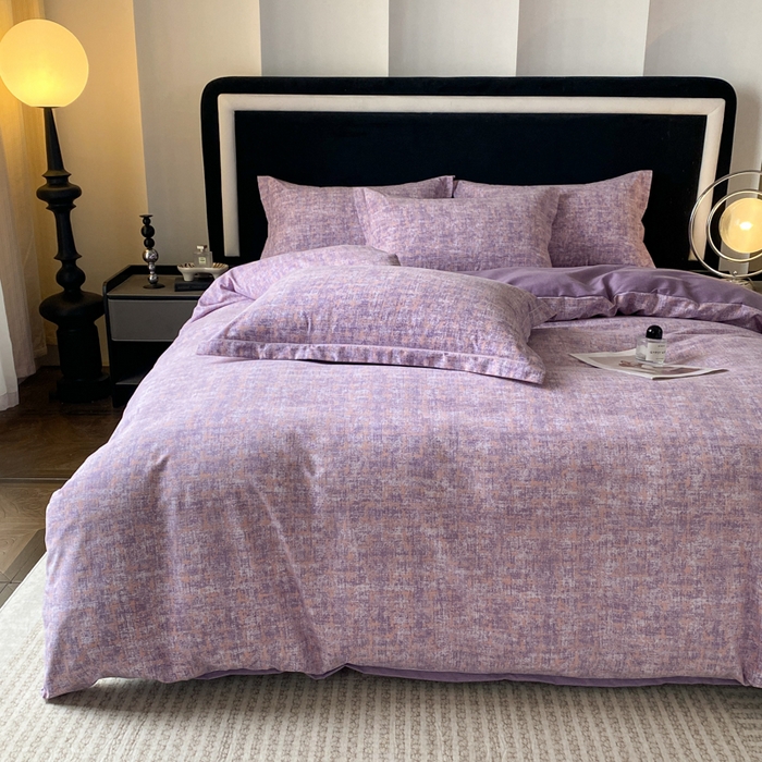 91家纺网 家纺一手货源 找家纺 大吉 2025新款加厚活性喷气磨毛棉四件套被套床单床笠学生单人三件套印象-紫