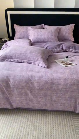 91家纺网 家纺一手货源 找家纺 大吉  2024新款加厚喷气全棉磨毛被套印象-紫