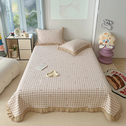 91家纺网 家纺一手货源 找家纺 （总）源舜 2025新款云感皱皱纱法式床盖三件套