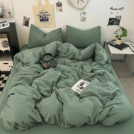 91家纺网 家纺一手货源 找家纺 （总）优佳优品 2024新款ins风超柔褶皱亲肤磨毛水洗棉四件套