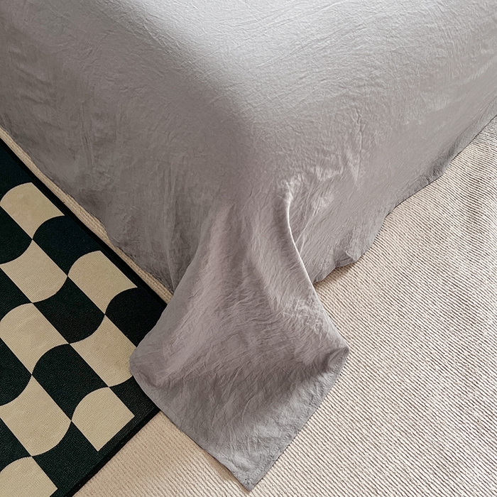 91家纺网 家纺一手货源 找家纺 优佳优品 2024新款ins风超柔褶皱亲肤磨毛水洗棉四件套 宝蓝浅灰