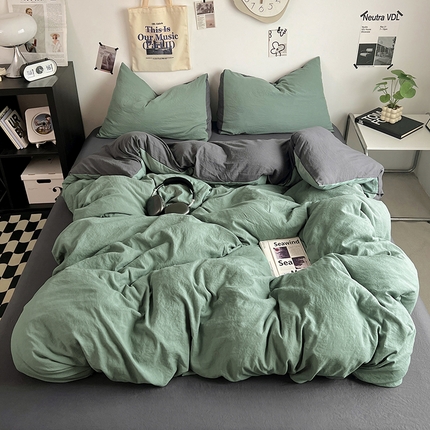 91家纺网 家纺一手货源 找家纺 （总）优佳优品 2024新款ins风超柔褶皱亲肤磨毛水洗棉四件套