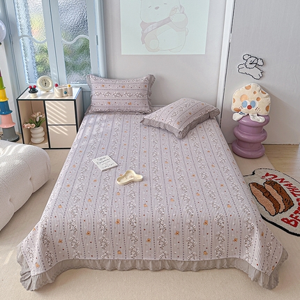 91家纺网 家纺一手货源 找家纺 （总）源舜 2025新款云感皱皱纱法式床盖三件套