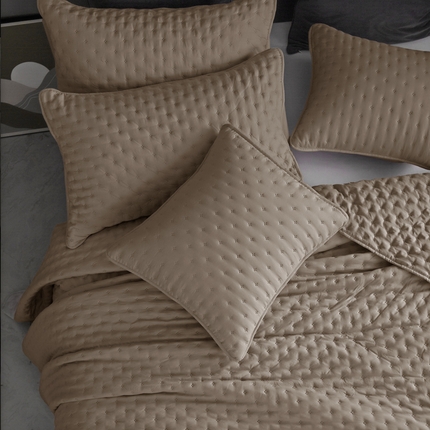 恩和 2024新款米粒纹床盖套件浅咖