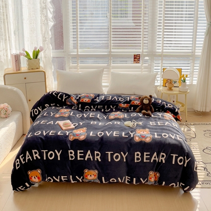 雅萱家纺 2024新款牛奶绒单被套 被套-LOVE熊