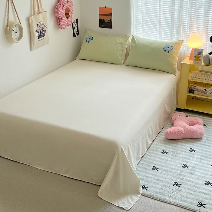 91家纺网 家纺一手货源 找家纺 优佳优品 2024新款水洗棉毛巾绣四件套（可提供买家秀） 大怪兽绿