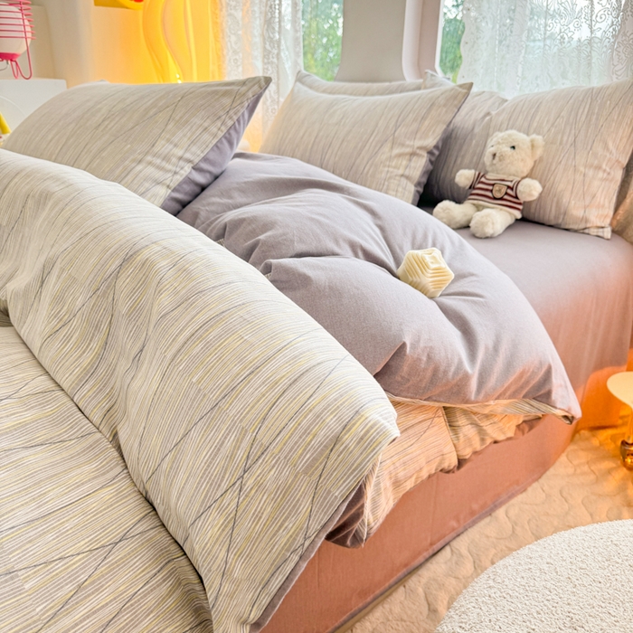 91家纺网 家纺一手货源 找家纺 千朵 2024新款全棉磨毛印花四件套 寻意