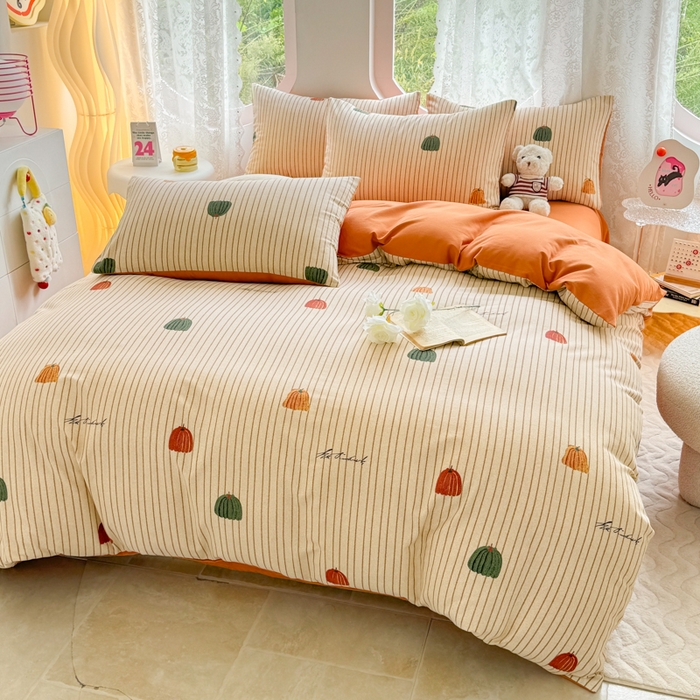 91家纺网 家纺一手货源 找家纺 千朵 2024新款全棉磨毛印花四件套 南风