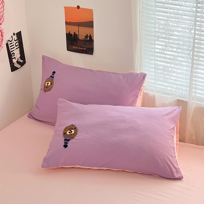 91家纺网 家纺一手货源 找家纺 优佳优品 2024新款水洗棉毛巾绣四件套（可提供买家秀） 紫色曲奇