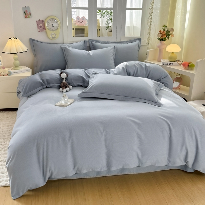 91家纺网 家纺一手货源 找家纺 优品阁 2024新款全棉磨毛四件套 邦尼蓝灰