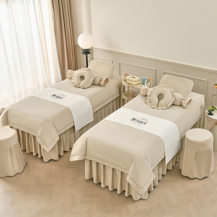 91家纺网 家纺一手货源 找家纺 莉人坊 2024新款磨砂绒一字秀美-容床罩系列 驼色