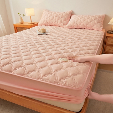 91家纺网 家纺一手货源 找家纺 曼陀罗 2025新款A类原棉新疆棉花床笠-竹叶格 竹叶格-粉玉