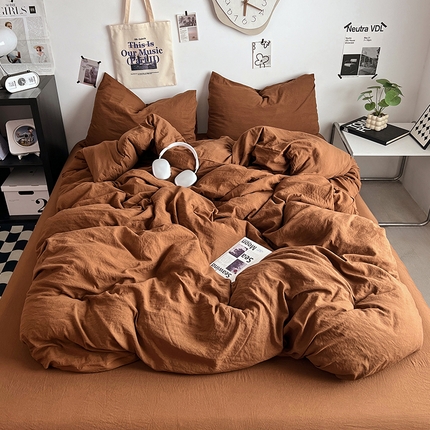 91家纺网 家纺一手货源 找家纺 （总）优佳优品 2024新款ins风超柔褶皱亲肤磨毛水洗棉四件套