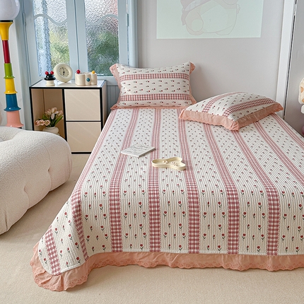 91家纺网 家纺一手货源 找家纺 （总）源舜 2025新款云感皱皱纱法式床盖三件套