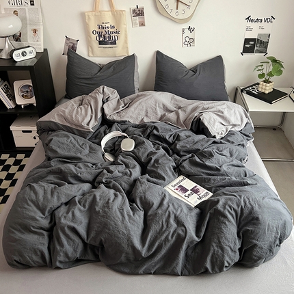 91家纺网 家纺一手货源 找家纺 （总）优佳优品 2024新款ins风超柔褶皱亲肤磨毛水洗棉四件套