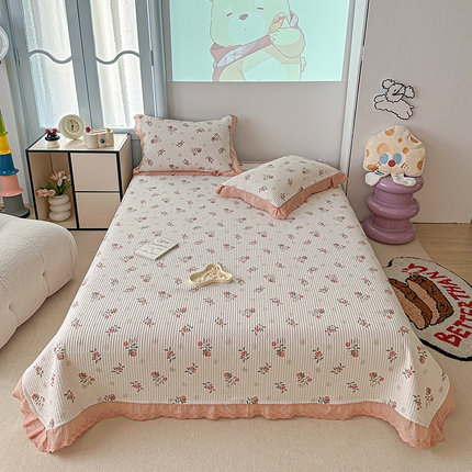 91家纺网 家纺一手货源 找家纺 （总）源舜 2025新款云感皱皱纱法式床盖三件套