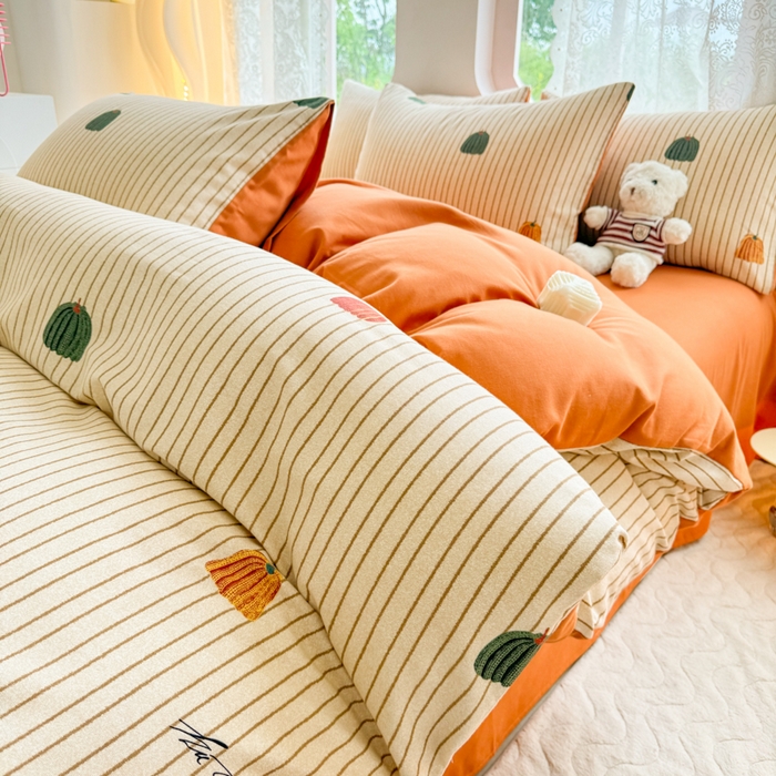 91家纺网 家纺一手货源 找家纺 千朵 2024新款全棉磨毛印花四件套 南风