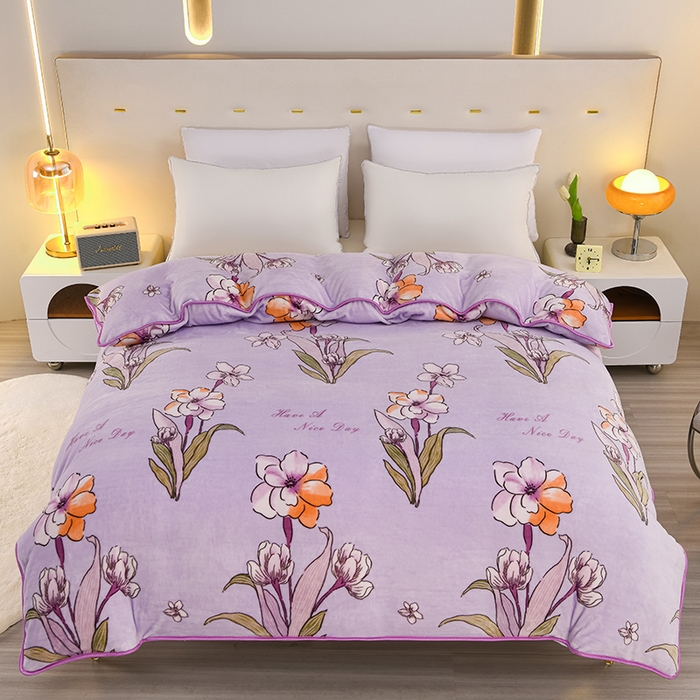 91家纺网 家纺一手货源 找家纺 芯诗曼2025新款8.5斤直播热款高克重牛奶绒法莱绒水晶金貂法莱绒四件套香芋之恋