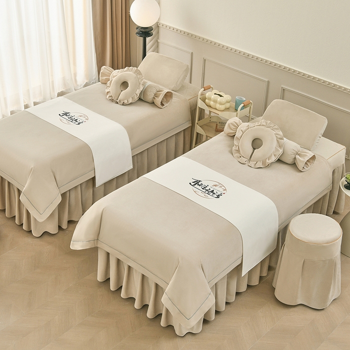 91家纺网 家纺一手货源 找家纺 莉人坊 2024新款磨砂绒一字秀美-容床罩系列 驼色