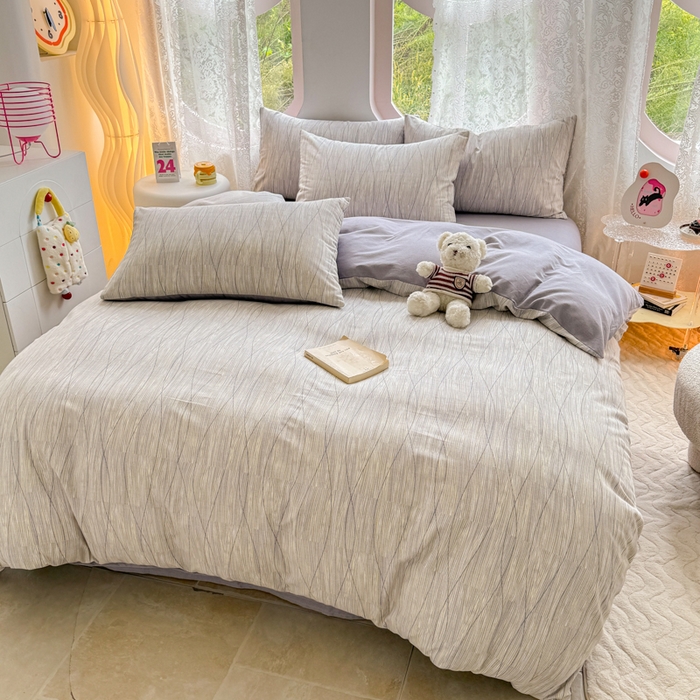 91家纺网 家纺一手货源 找家纺 千朵 2024新款全棉磨毛印花四件套 寻意