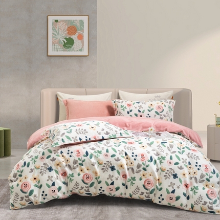 91家纺网 家纺一手货源 找家纺 （总）宜家坊 2024新款加厚保暖印花牛奶绒四件套