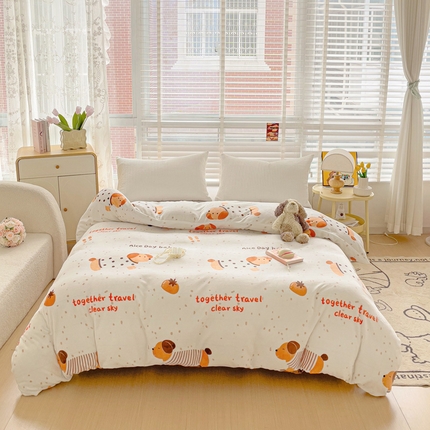 雅萱家纺 2024新款牛奶绒单被套 被套-滑板狗狗