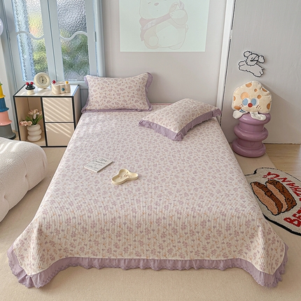 91家纺网 家纺一手货源 找家纺 （总）源舜 2025新款云感皱皱纱法式床盖三件套