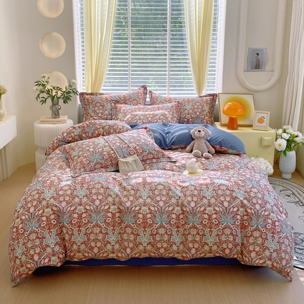 91家纺网 家纺一手货源 找家纺 星期三家纺 2024年12月新款铂金全棉13372四件套（加老板微信有会员价）（加老板微信有会员价） 安乐花园