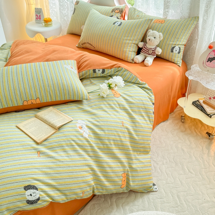 91家纺网 家纺一手货源 找家纺 （总）千朵 2024新款全棉磨毛印花四件套