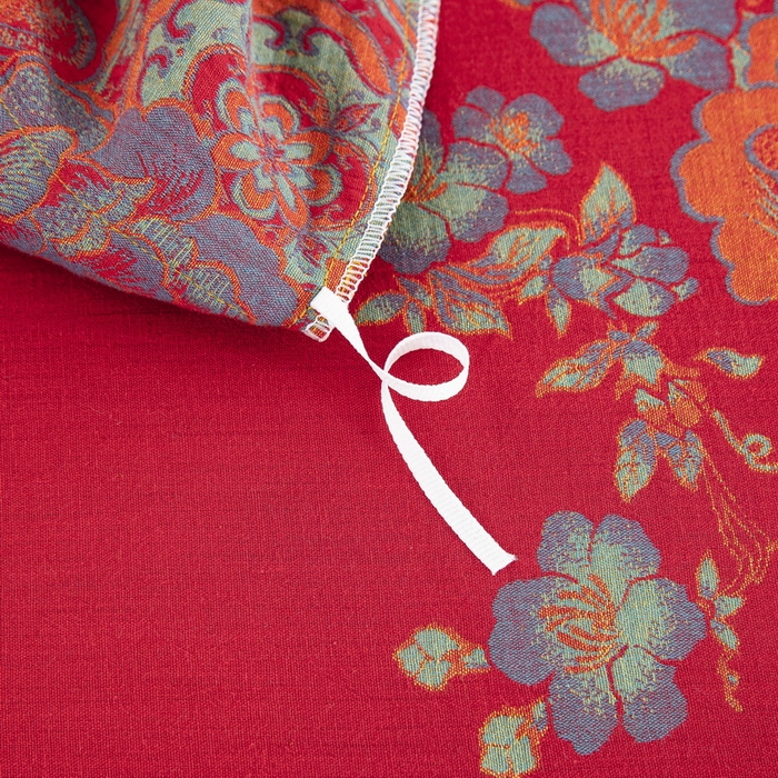 91家纺网 家纺一手货源 找家纺 鲁爱 2025新款全棉色织双层纱纽扣款四件套 锦绣芳华