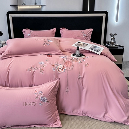 91家纺网 家纺一手货源 找家纺 （总）梦舒羽 2025新款加厚亲肤棉磨毛刺绣四件套-平安喜乐