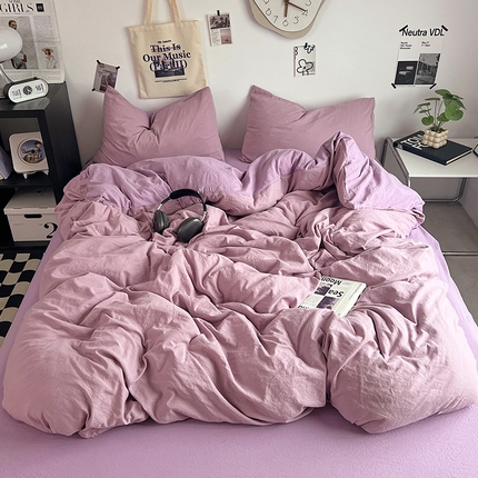 91家纺网 家纺一手货源 找家纺 （总）优佳优品 2024新款ins风超柔褶皱亲肤磨毛水洗棉四件套