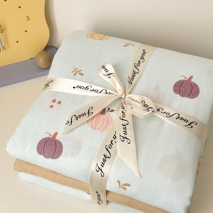 91家纺网 家纺一手货源 找家纺 曼之夏 2024新款A类母婴双层纱四件套 南瓜甜梦-兰