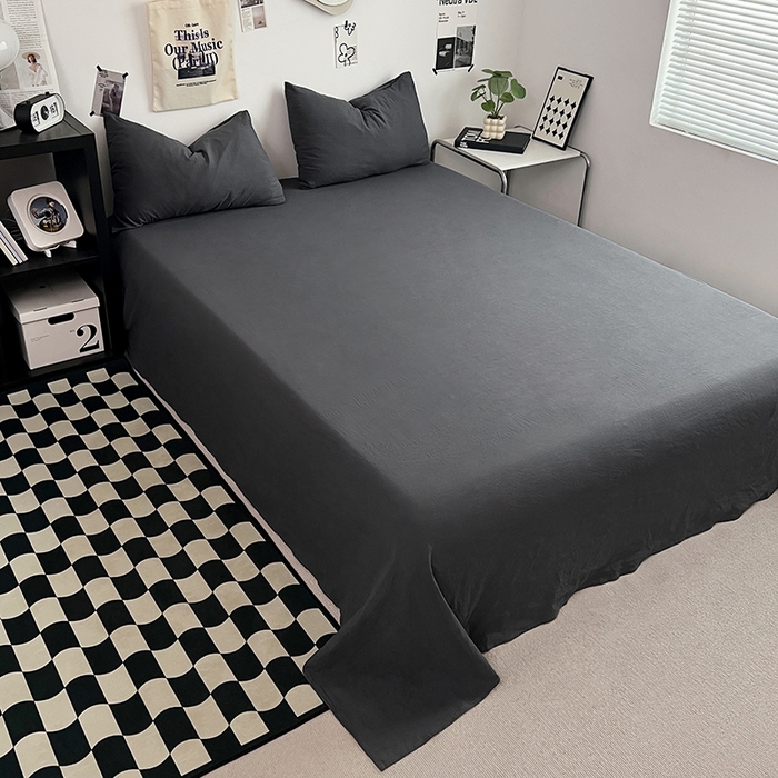 91家纺网 家纺一手货源 找家纺 优佳优品 2024新款ins风超柔褶皱亲肤磨毛水洗棉四件套 布鲁灰