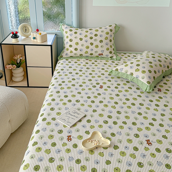 91家纺网 家纺一手货源 找家纺 源舜 2025新款云感皱皱纱法式床盖三件套 魔法南瓜