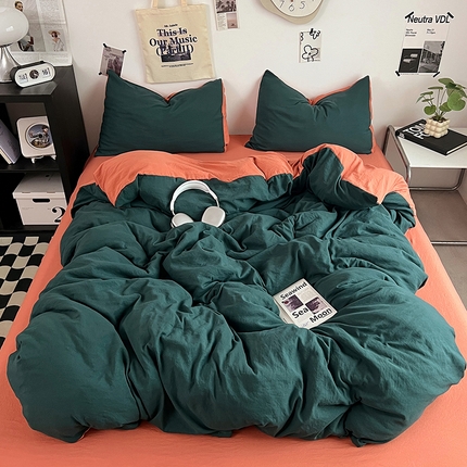 91家纺网 家纺一手货源 找家纺 （总）优佳优品 2024新款ins风超柔褶皱亲肤磨毛水洗棉四件套