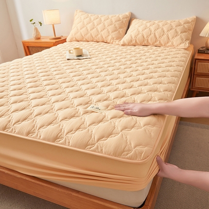 91家纺网 家纺一手货源 找家纺 曼陀罗 2025新款A类原棉新疆棉花床笠-竹叶格 竹叶格-卡其