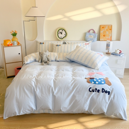 91家纺网 家纺一手货源 找家纺 （总）千朵 2024新款全棉磨毛绣花毛巾绣四件套