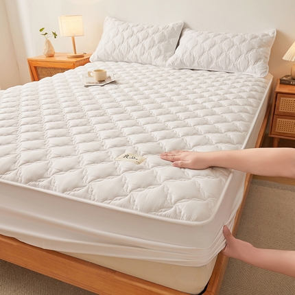 91家纺网 家纺一手货源 找家纺 曼陀罗 2025新款A类原棉新疆棉花床笠-竹叶格 竹叶格-本白